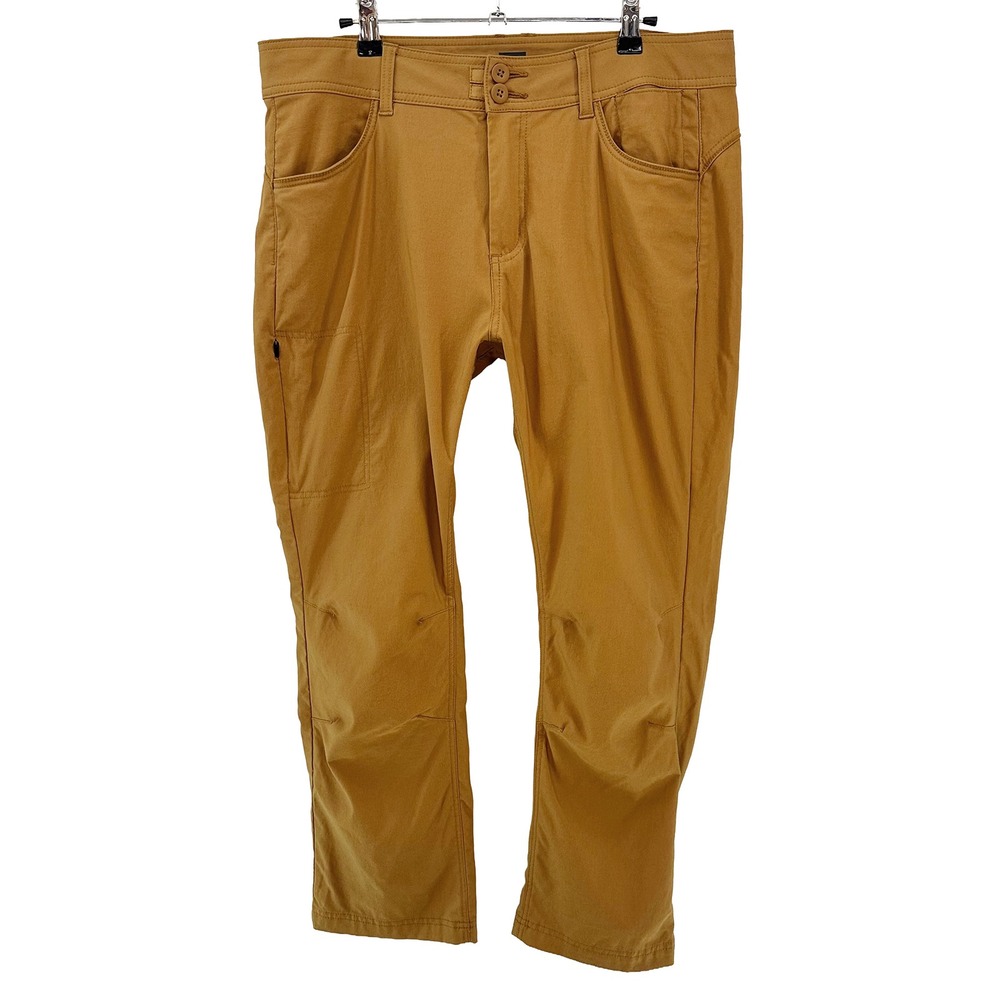 PRANA Nylon Straight Fit Outdoor Hiking Pants • 14 short • camel, gorpcore